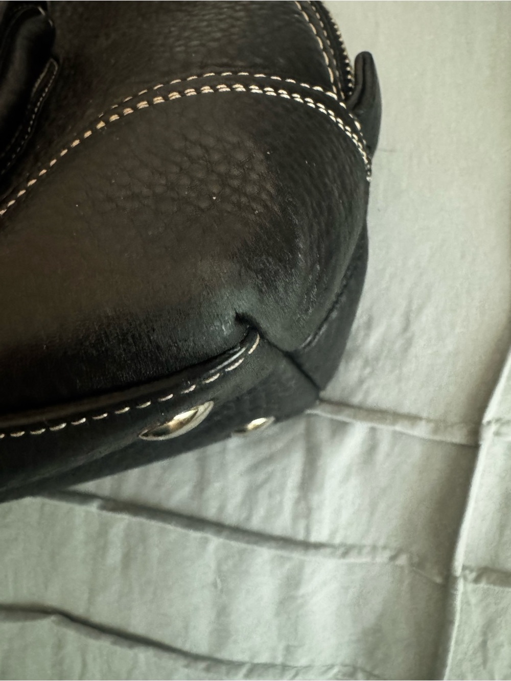 PRE-LOVED ,and  like new, , Coach Hampton  black Pebbled Leather Domed  satchel - Picture 10 of 11